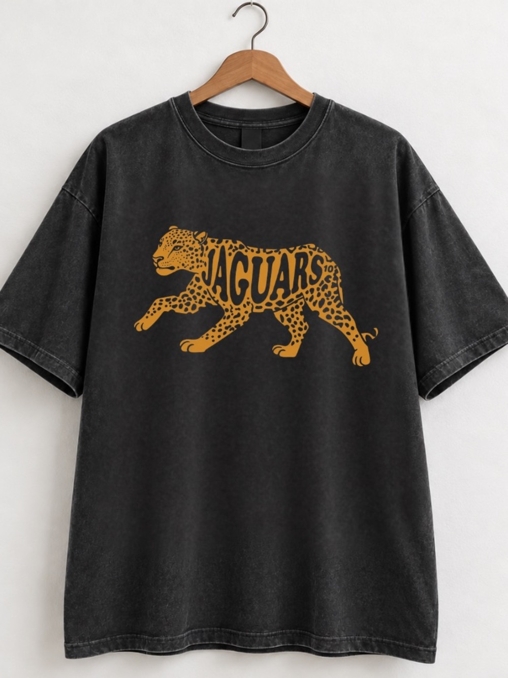 Comfort Colors Jaguars Leopard Animal Sports Vintage Washed Black T-Shirt